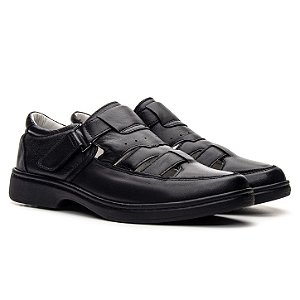 Sandália Masculina De Couro Legítimo Comfort Shoes - 6070