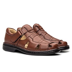 Sandália Masculina De Couro Legítimo Ultra Comfort - CS365 Havana