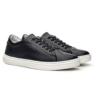 Tênis Casual Masculino De Couro Legitimo Comfort Shoes - 4050F Preto