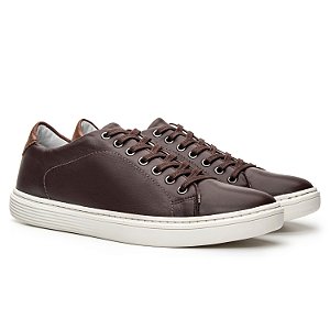 Tênis Casual Masculino De Couro Legitimo Comfort Shoes - 4051F Café