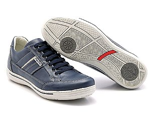 Sapatênis Masculino De Couro Legítimo Comfort - 3008 Azul