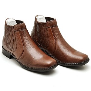 Botina Masculina Comfort de Couro Legítimo - 1601 Café