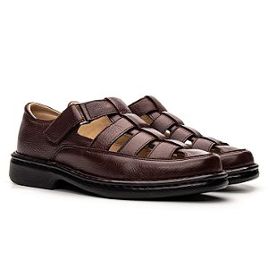 Sandália Masculina Em Couro Legitimo Comfort Plus - CS363 Café