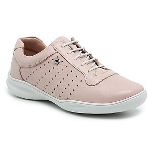 Tênis Feminino De Couro Legítimo Camélia Comfort - 10009 Nude