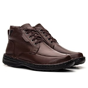 Bota Masculina De Couro Legitimo Comfort Shoes - CS83 Café