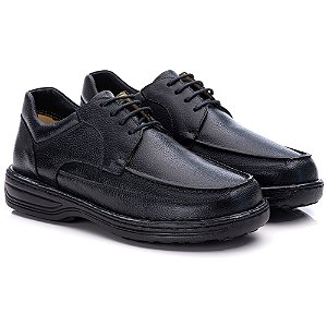 Sapato Masculino De Couro Legitimo Comfort Shoes - Ref. 8002 Preto