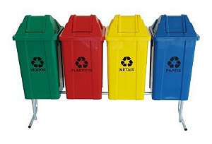 CONJUNTO PARA COLETA SELETIVA COM 4 CESTOS DE 60L - JSN