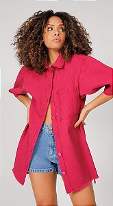 CAMISA MANGA CURTA JEANS MAGENTA