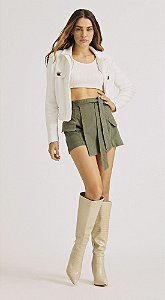 SHORT-SAIA LINHA A COM FAIXA VERDE MILITAR