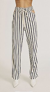 CALÇA WIDE COS ALTO LISTRADA