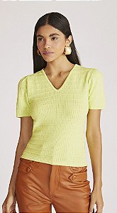 BLUSA TRICOT DECOTE V VERDE LIMA
