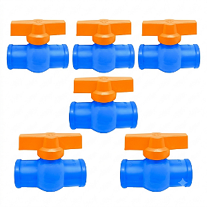 Kit 5 Registros Esfera PVC Soldável 20mm Azul P/ Irrigação