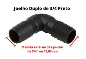 Joelho Curva União P/ Mangueiras De 3/4 Pol - Cx C/ 25 Unid Cor:Preto