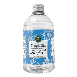 Refil Tropicália 500 ml + 2 conjuntos de varetas de fibra de algodão com 5 unidades cada.