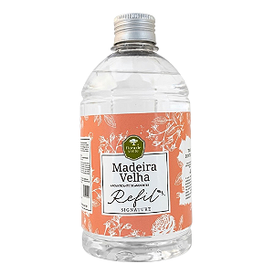 Refil Madeira Velha 500 ml + 2 conjuntos de varetas de fibra de algodão com 5 unidades cada.