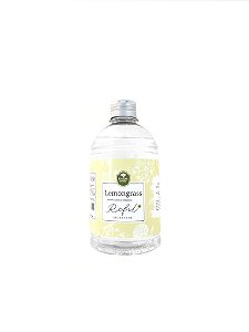 Refil Lemongrass 500 ml + 2 conjuntos de varetas de fibra de algodão com 5 unidades cada.