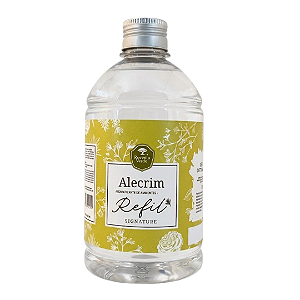 Refil Alecrim 500 ml + 2 conjuntos de varetas de fibra de algodão com cinco unidades cada.