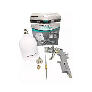 PISTOLA PINTURA HVLP GRAVIDADE 600ML BICOS 1,2 1,5 1,8MM ROSCA 1/4 NPT STELS