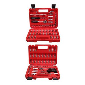 JOGO SOQUETE 1/4" 57 PEÇAS CAIXA PLASTICA 3332157 CORNETA-ETILUX