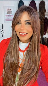 WIG MELINA CHOCOLATE COM MECHAS