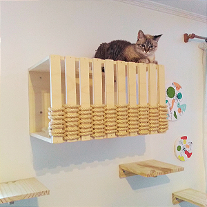 NICHO DE PAREDE PARA GATOS - RETANGULAR - CASINHA SUSPENSA