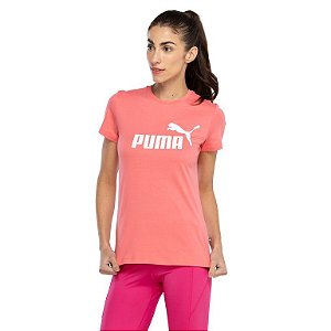 Camiseta Puma Feminina Essentials Logo Tee - Salmão