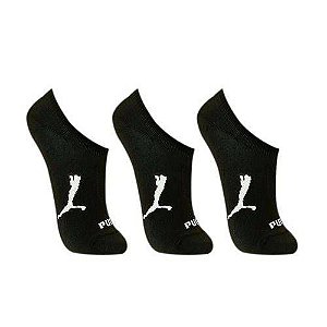 Meias Puma Masculina Sapatilha Esportiva- Kit com 3 pares - Preta 39 a 43 240131