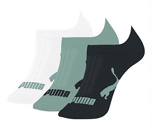 Meias Puma Masculina Sapatilha Esportiva- Kit com 3 pares -  Cinza/Branca/Verde  39 a 43