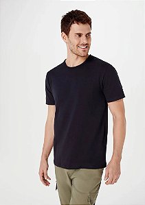 Camiseta Hering Masculina slim em ribana orla - Preta