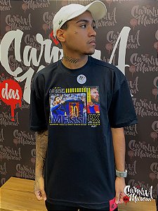 Camiseta RJ7 Masculina Suedine Lionel Messi - Preta