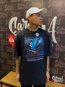 Camiseta RJ7 Masculina Suedine Messi x The CR7 - Preta
