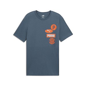 Camiseta Puma  Masculina Graphics Icon- Cinza chumbo