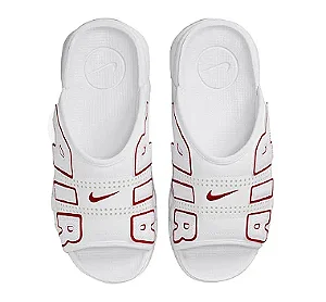 Chinelo Nike Masculino slide Air More Uptempo- Branco + vermelho