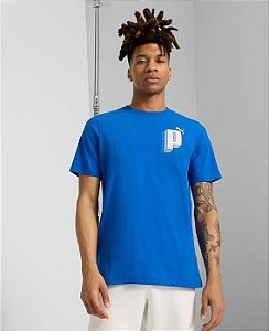 Camiseta Puma Masculina Graphics Letter Tee- Azul