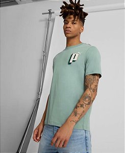 Camiseta Puma Masculina Graphics Letter Tee- Verde