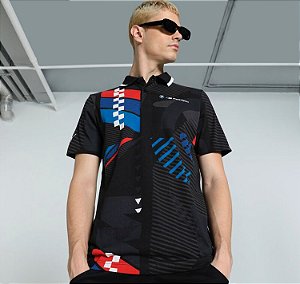 Polo Puma Masculina BMW M Motorspor Regular Fit Printed - Preta