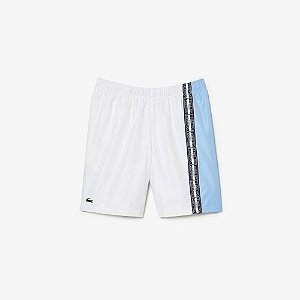 Bermuda Lacoste  Masculina Regular Fit Recycled Fiber - Branca/azul GH1081