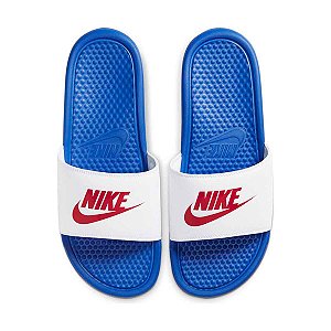 Chinelo Nike Masculino Benassi JDI -Branco + Azul 343880