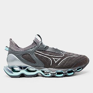 Tênis Mizuno Masculino  Wave Prophecy 14 - Cinza+Azul Claro