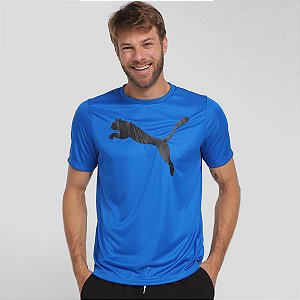 Camiseta Puma Masculina ESS Logo Poly- Azul Royal 687979