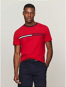 Camiseta Masculina Tommy Hilfiger Logo- Vermelha