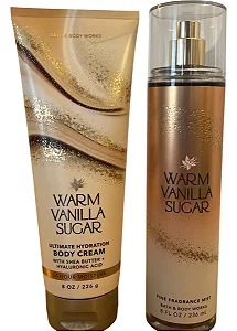 Kit Feminino Warm Vanilla Sugar Bath & Body Works - Body  Splash 236ml + Creme  hidratante 226g