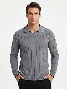 Suéter Masculino  Boxer Jeans Gola Polo - Cinza Chumbo 045918