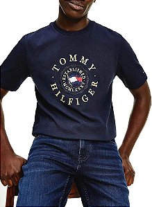 Camiseta Tommy Hilfiger Masculina-Azul Marinho XM07701400