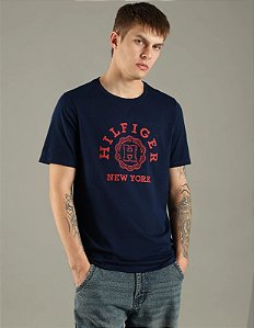 Camiseta Tommy Hilfiger Masculina-Azul Marinho XM07703400