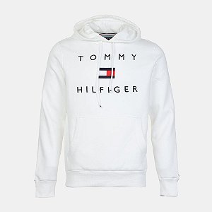 Moletom Masculino Tommy Hilfiger  Long Sleve Stacked Logo- Branco  78J3820