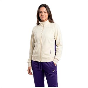 Agasalho Feminino Mizuno Root III-Bege/Roxo MIFST6411
