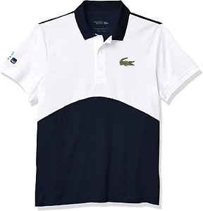 Polo Lacoste Masculina  Miami Open - Branco/Azul DH0167