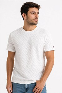 Camiseta Masculina Tommy Hilfiger Monograma-Off White 0MW42381