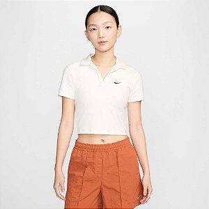 Camisa Polo Nike Feminina W NSW Essntl SS Cropped- Off White - DV7884